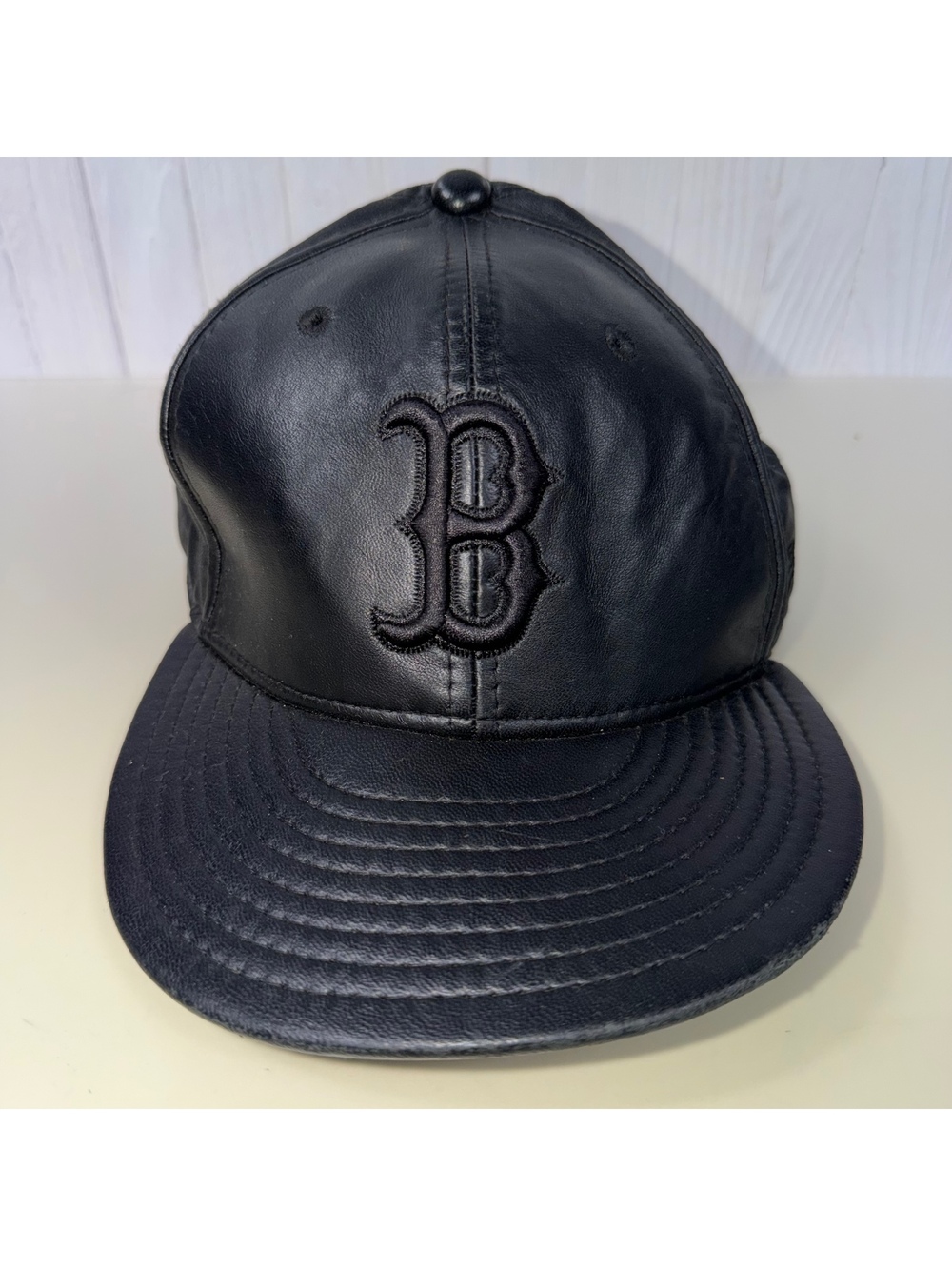 New Era Boston Red Sox Black Faux Leather 59FIFTY 7 5/8